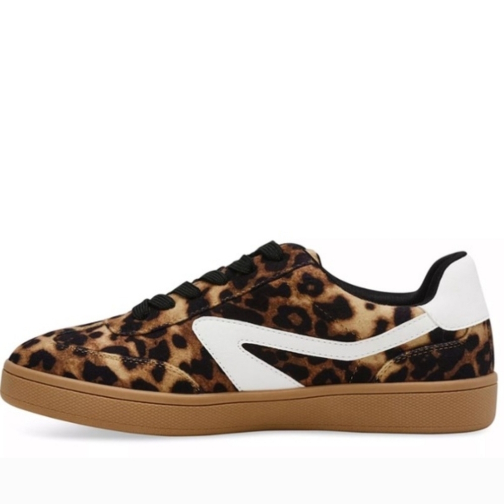 DV by Dolce Vita Leopard Print Tan White Low-Top Sneakers